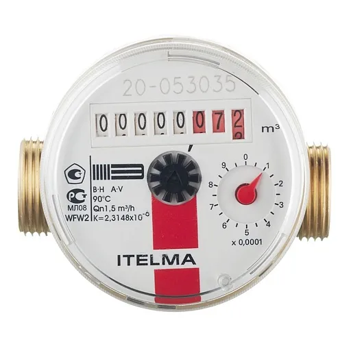Счетчик для горячей воды Itelma WFW20 DN15 80 мм без сгонов Счетчик для горячей воды Itelma WFW20 DN15 80 мм без сгонов