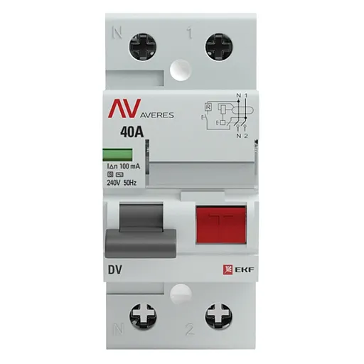 УЗО EKF Averes DV 40А 1P+N тип AC 100 мА 10 кА селективное (rccb-2-40-100-s-av)