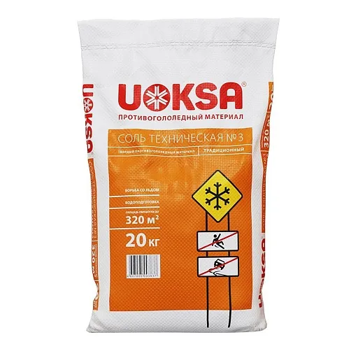 Реагент противогололедный Uoksa -10 °С 25 кг соль техническая Реагент противогололедный Uoksa -10 °С 25 кг соль техническая