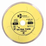 Диск алмазный по керамограниту Trio-Diamond Hot Pres 200x25,4x1,7 мм сплошной мокрый рез (UTW505)