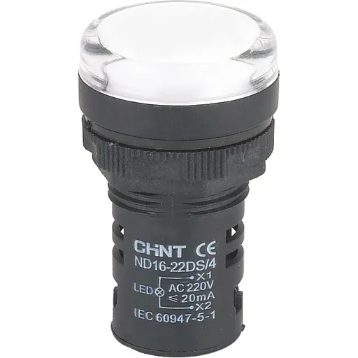 Лампа сигнальная Chint ND16-22DS/2 24 В IP40 белая (592936) Лампа сигнальная Chint ND16-22DS/2 24 В IP40 белая (592936)