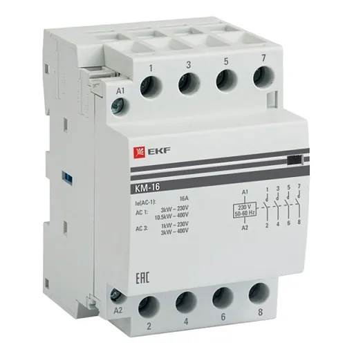 Контактор модульный EKF PROxima КМ 230-240 В 16 А тип AC 4НО (km-3-16-40) Контактор модульный EKF PROxima КМ 230-240 В 16 А тип AC 4НО (km-3-16-40)