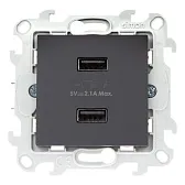 Розетка USB Simon 24 Harmonie встраиваемая графит 2хUSB-А (2411096-038)