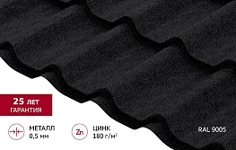 Металлочерепица 0,5 мм Grand Line Классик черная RAL 9005 satin matt TX Металлочерепица 0,5 мм Grand Line Классик черная RAL 9005 satin matt TX