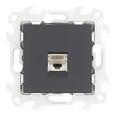 Розетка компьютерная Simon 24 Harmonie встраиваемая графит 2хRJ45 (2410598-038)