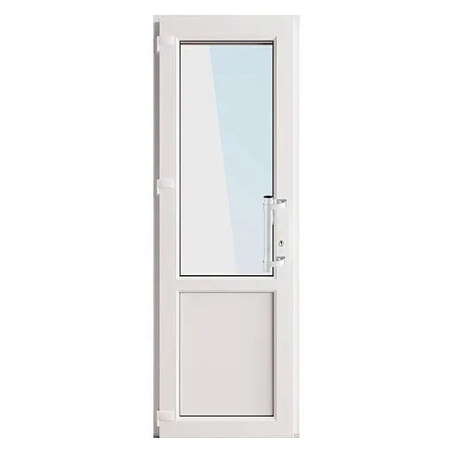 Металлопластиковая дверь VEKA 2050х800 мм алюминиевый порог белая левая стеклопакет