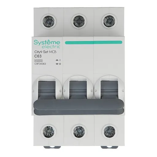 Автоматический выключатель модульный Systeme Electric City9 Set 3P 63А тип C 4,5 кА 400 В (C9F34363) Автоматический выключатель модульный Systeme Electric City9 Set 3P 63А тип C 4,5 кА 400 В (C9F34363)