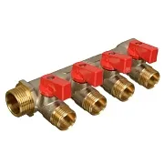 Коллектор Terma 3/4 ВР(г) х 4 выхода 1/2 НР(ш) х 3/4 НР(ш) с шаровыми кранами (41233) Коллектор Terma 3/4 ВР(г) х 4 выхода 1/2 НР(ш) х 3/4 НР(ш) с шаровыми кранами (41233)