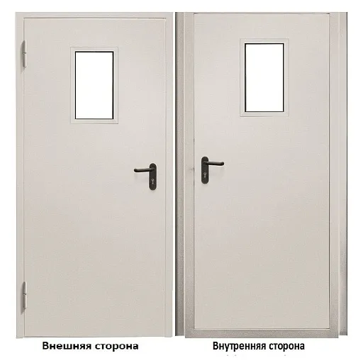 Дверь противопожарная Промет ДПС-EIS-60 со стеклом левая серый RAL 7035 950х2050 мм