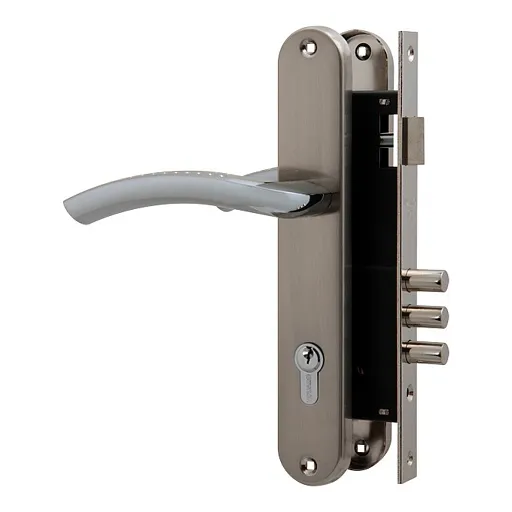Замок врезной Fuaro LOCKSET.9013 SN/CP для входной двери под цилиндр матовый никель 5 ключей Замок врезной Fuaro LOCKSET.9013 SN/CP для входной двери под цилиндр матовый никель 5 ключей