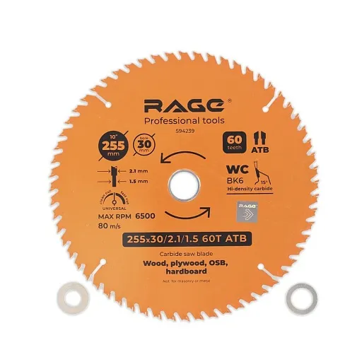 Диск пильный по дереву Rage by Vira Universal 255х30 мм 60 зубьев (594239)