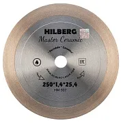 Диск алмазный по керамограниту Hilberg Master Сeramic 250х25,4х1,4 мм сплошной для заусовки мокрый рез (HM507)