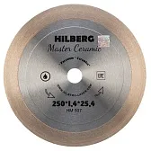 Диск алмазный по керамограниту Hilberg Master Сeramic 250х25,4х1,4 мм сплошной для заусовки мокрый рез (HM507)
