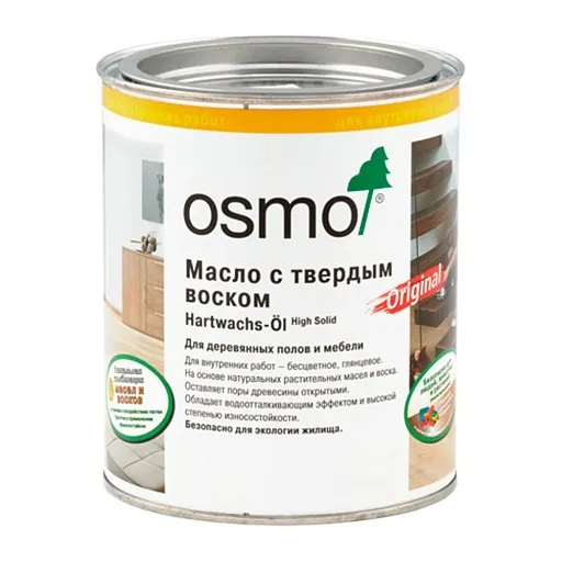 Масло Osmo Original для деревянных полов и мебели с твердым покрытием бесцветное шелковисто-матовое 0,75 л Масло Osmo Original для деревянных полов и мебели с твердым покрытием бесцветное шелковисто-матовое 0,75 л
