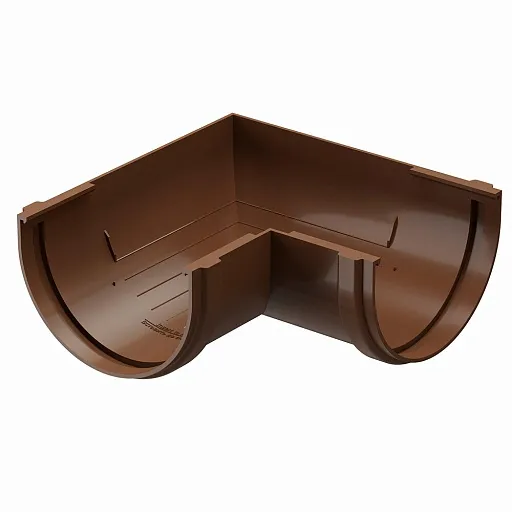 Угол желоба пластиковый d120 мм 90° Docke Standard светло-коричневый RAL 8017 Угол желоба пластиковый d120 мм 90° Docke Standard светло-коричневый RAL 8017