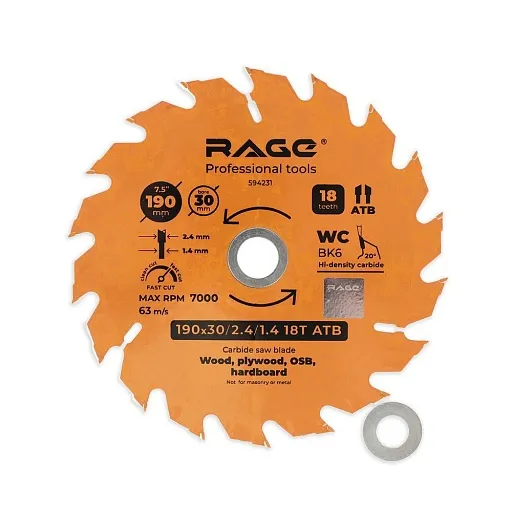 Диск пильный по дереву Rage by Vira Fast cut 190х30 мм 18 зубьев (594231) Диск пильный по дереву Rage by Vira Fast cut 190х30 мм 18 зубьев (594231)
