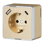 Розетка Werkel Gallant накладная шампань рифленая с заземлением со шторками с USB-A/ Type-C (a057703) Розетка Werkel Gallant накладная шампань рифленая с заземлением со шторками с USB-A/ Type-C (a057703)