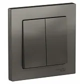 Выключатель Systeme Electric AtlasDesign двухклавишный встраиваемый сталь (ATN000952)