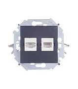 Розетка компьютерная/ телефонная Simon 15 встраиваемая графит RJ11/ RJ45 (1591590-038) Розетка компьютерная/ телефонная Simon 15 встраиваемая графит RJ11/ RJ45 (1591590-038)
