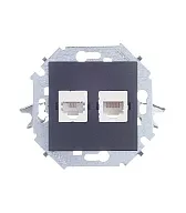 Розетка компьютерная/ телефонная Simon 15 встраиваемая графит RJ11/ RJ45 (1591590-038)