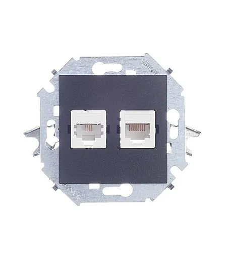 Розетка компьютерная/ телефонная Simon 15 встраиваемая графит RJ11/ RJ45 (1591590-038) Розетка компьютерная/ телефонная Simon 15 встраиваемая графит RJ11/ RJ45 (1591590-038)