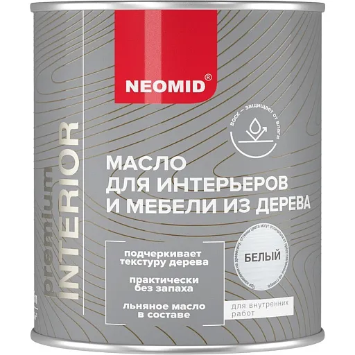 Масло Neomid Interior для дерева белое шелковисто-матовое 0,75 л Масло Neomid Interior для дерева белое шелковисто-матовое 0,75 л