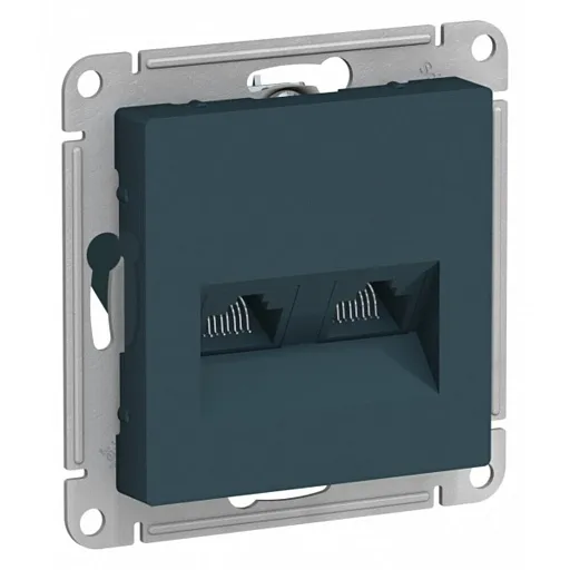 Розетка компьютерная Systeme Electric AtlasDesign встраиваемая изумруд 2хRJ45 (ATN000885)