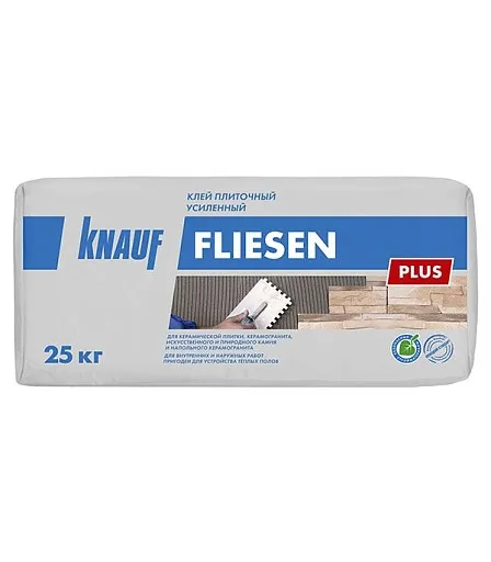 Клей для плитки/ керамогранита/ камня Knauf Флизен Плюс серый класс C1 TE 25 кг Клей для плитки/ керамогранита/ камня Knauf Флизен Плюс серый класс C1 TE 25 кг
