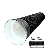 Труба двустенная гофрированная ПНД d250/216 мм 6 м SN6 с раструбом Труба двустенная гофрированная ПНД d250/216 мм 6 м SN6 с раструбом