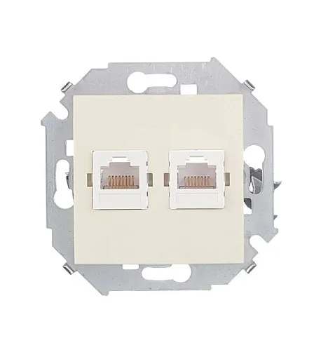 Розетка компьютерная Simon 15 встраиваемая слоновая кость 2хRJ45 (1591593-031) Розетка компьютерная Simon 15 встраиваемая слоновая кость 2хRJ45 (1591593-031)