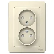 Розетка двойная Systeme Electric Blanca встраиваемая молочная без заземления со шторками (BLNRS000122)