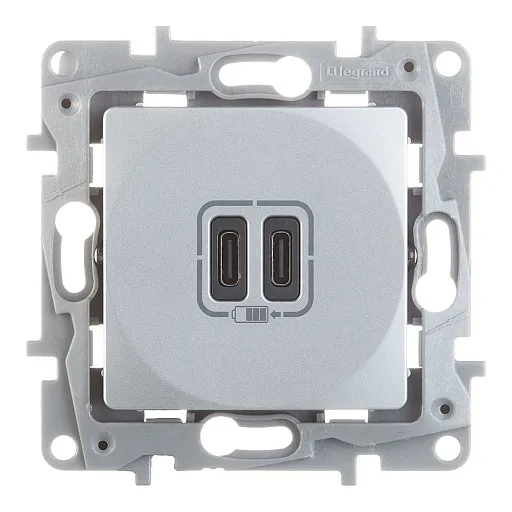 Розетка USB Legrand Etika встраиваемая алюминий 2хUSB Type-C (672435) Розетка USB Legrand Etika встраиваемая алюминий 2хUSB Type-C (672435)
