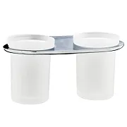 Стакан для ванной WasserKraft Kammel с держателем двойной стекло матовый/металл хром (K-8328D)