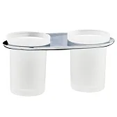 Стакан для ванной WasserKraft Kammel с держателем двойной стекло матовый/металл хром (K-8328D) Стакан для ванной WasserKraft Kammel с держателем двойной стекло матовый/металл хром (K-8328D)