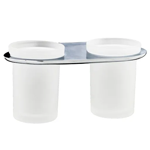 Стакан для ванной WasserKraft Kammel с держателем двойной стекло матовый/металл хром (K-8328D) Стакан для ванной WasserKraft Kammel с держателем двойной стекло матовый/металл хром (K-8328D)