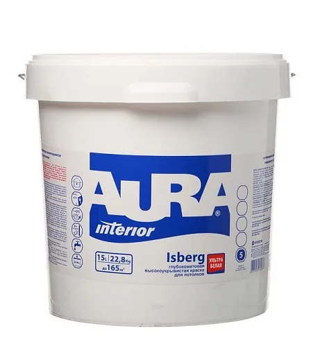 Краска для потолка Aura Interior Isberg белая 15 л