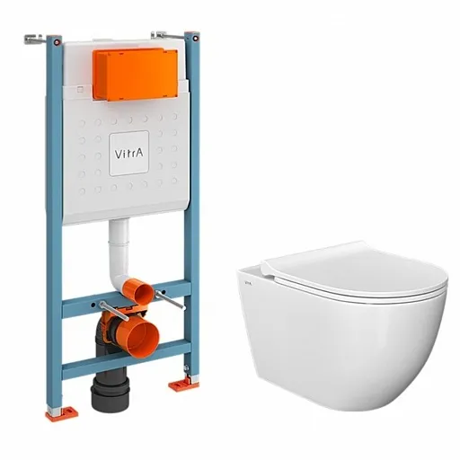 Комплект инсталляции Vitra с унитазом VitrA Mia Round и сиденьем микролифт (9873B003-7205) Комплект инсталляции Vitra с унитазом VitrA Mia Round и сиденьем микролифт (9873B003-7205)