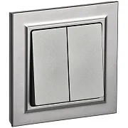 Выключатель IEK Brite ВСР10-2-0-БрС двухклавишный встраиваемый сталь (BR-V20-0-10-K46-F)