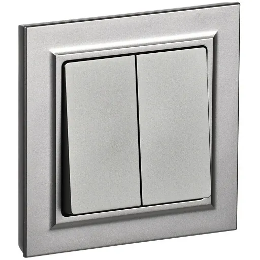 Выключатель IEK Brite ВСР10-2-0-БрС двухклавишный встраиваемый сталь (BR-V20-0-10-K46-F) Выключатель IEK Brite ВСР10-2-0-БрС двухклавишный встраиваемый сталь (BR-V20-0-10-K46-F)