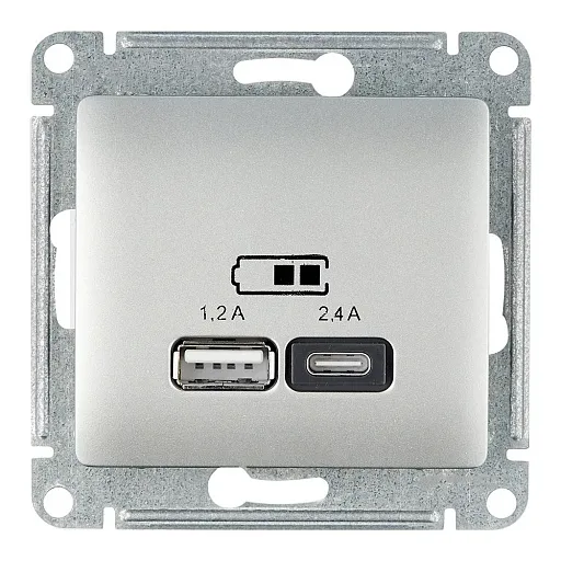 Розетка USB Systeme Electric Glossa встраиваемая алюминий USB-A/ Type-C (GSL000339) Розетка USB Systeme Electric Glossa встраиваемая алюминий USB-A/ Type-C (GSL000339)