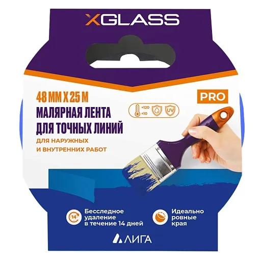 Лента малярная X-Glass для четкого края синяя 48 мм 25 м (160489) Лента малярная X-Glass для четкого края синяя 48 мм 25 м (160489)