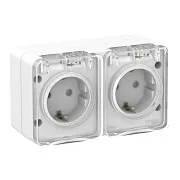 Розетка двойная Systeme Electric AtlasDesign Profi54 накладная белая с заземлением со шторками с крышкой (ATN540126) Розетка двойная Systeme Electric AtlasDesign Profi54 накладная белая с заземлением со шторками с крышкой (ATN540126)