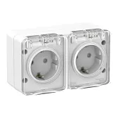 Розетка двойная Systeme Electric AtlasDesign Profi54 накладная белая с заземлением со шторками с крышкой (ATN540126) Розетка двойная Systeme Electric AtlasDesign Profi54 накладная белая с заземлением со шторками с крышкой (ATN540126)