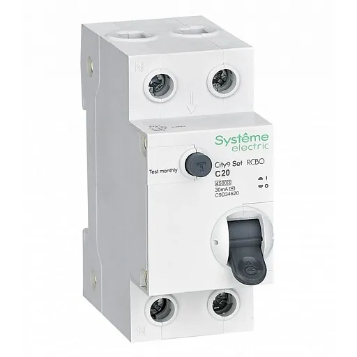 Автомат дифференциальный Systeme Electric City9 Set АВДТ 20А 1P+N тип AC 30 мА 4,5 кА (C9D34620)