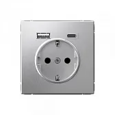 Розетка USB Systeme Electric ArtGallery встраиваемая алюминий USB-A/ Type-C (SE GAL000332)