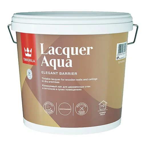 Лак акриловый Tikkurila/Tikkivala Lacquer Aqua основа ЕР бесцветный 2,7 л полуглянцевый Лак акриловый Tikkurila/Tikkivala Lacquer Aqua основа ЕР бесцветный 2,7 л полуглянцевый