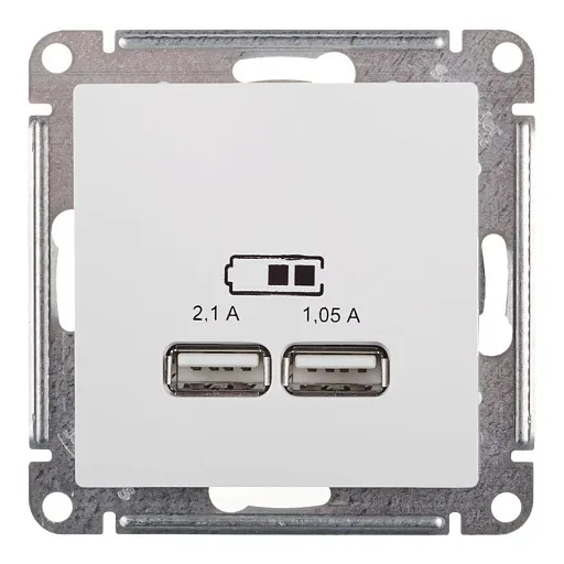 Розетка USB Systeme Electric AtlasDesign встраиваемая белая 2хUSB-А (ATN000133) Розетка USB Systeme Electric AtlasDesign встраиваемая белая 2хUSB-А (ATN000133)