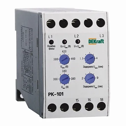 Реле контроля фаз модульное Dekraft РК-101 380 В 5 А тип AC (23300DEK)