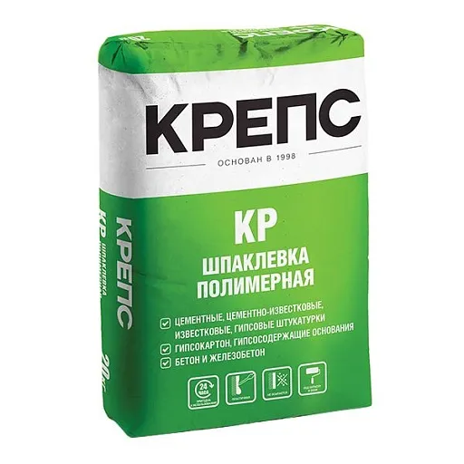 Шпаклевка полимерная Крепс КР для сухих помещений белая 20 кг Шпаклевка полимерная Крепс КР для сухих помещений белая 20 кг