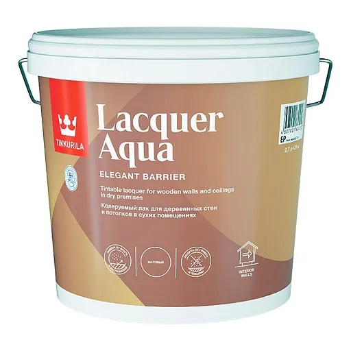 Лак акриловый Tikkurila/Tikkivala Lacquer Aqua основа EP бесцветный 2,7 л матовый Лак акриловый Tikkurila/Tikkivala Lacquer Aqua основа EP бесцветный 2,7 л матовый
